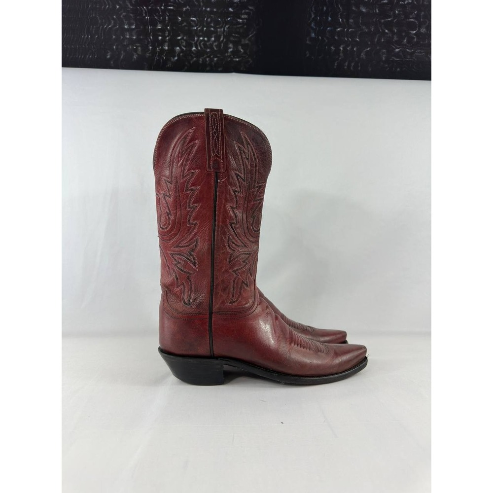 1883 by Lucchese Burgundy Leather Cowboy Western Boots Women's 9.5 B Pointed Toe